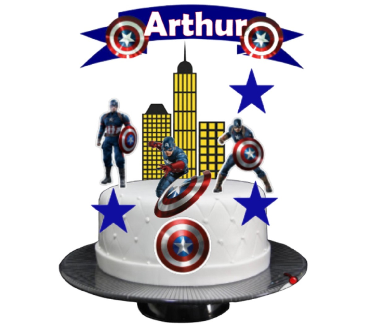 Arquivo Topo Bolo Capitão América + 4 Arquivos a Sua Escolha
