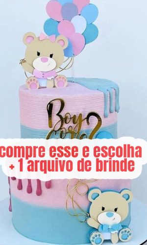 Arquivo Corte Topo de Bolo Cha Revelação Ursinhos