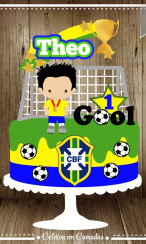Arquivo Topo de Bolo Copa do Mundo 2022 Brasil Menino #15425