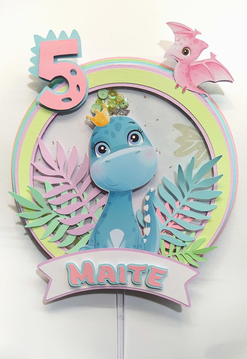 Arquivo Corte Topo de Bolo Dinosauro Cute