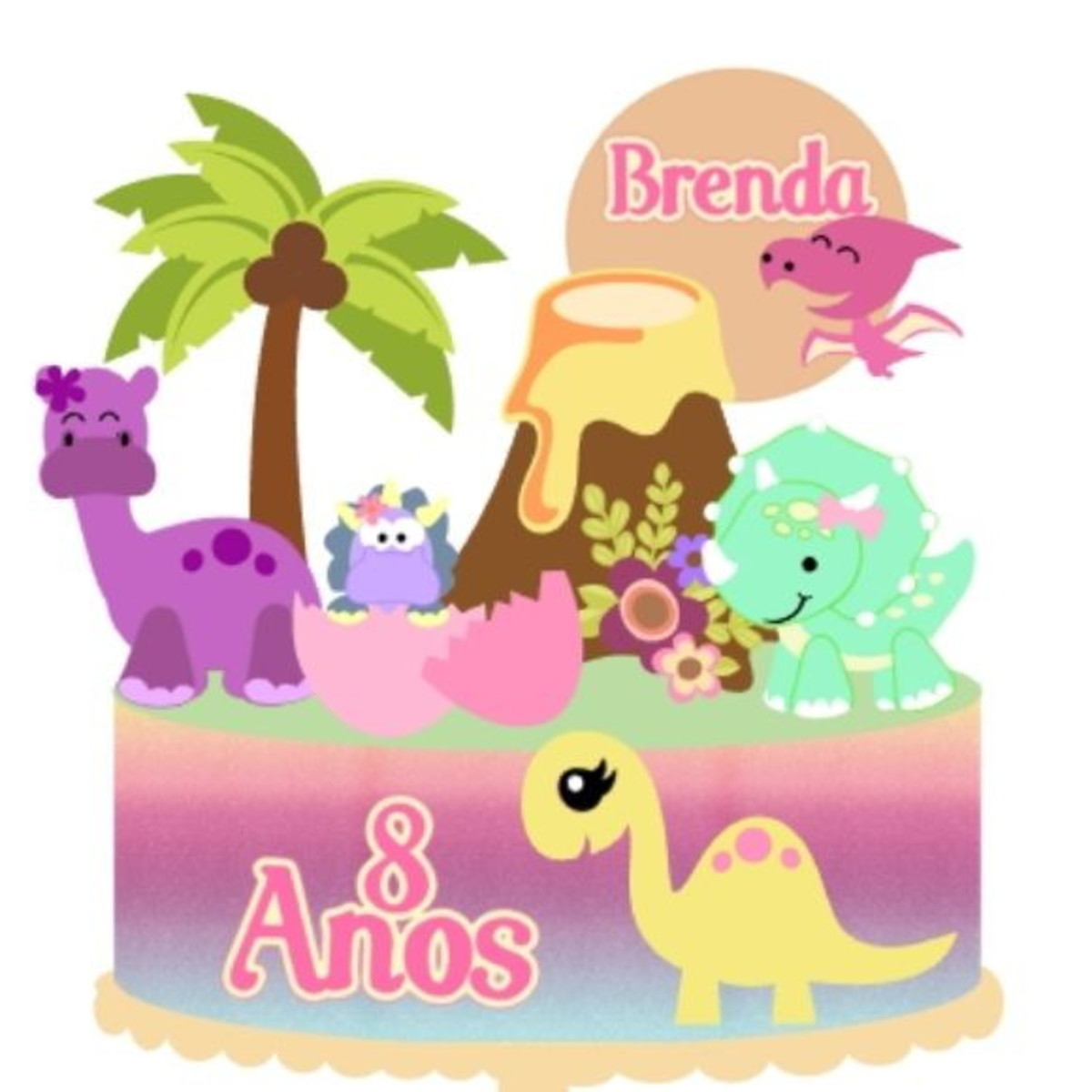 Arquivo corte Topo de Bolo Dinossauro CAMADAS STUDIO, #2022