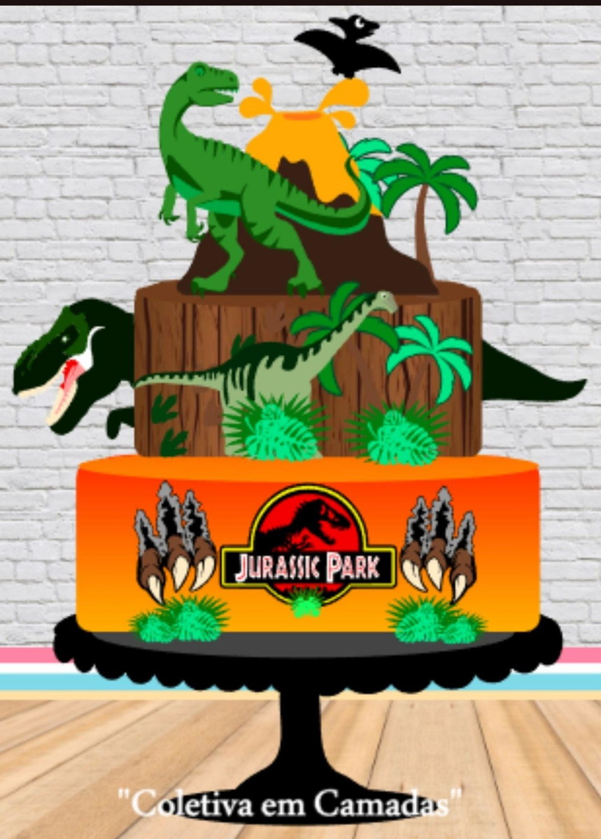 Arquivo Corte Topo de Bolo Dinossauro Jurassic Park (#2331