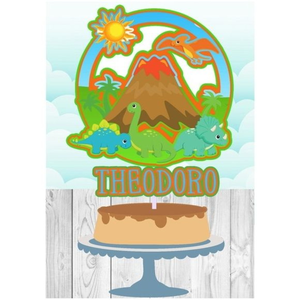Arquivo corte Topo de Bolo Dinossauro STUDIO, #2035