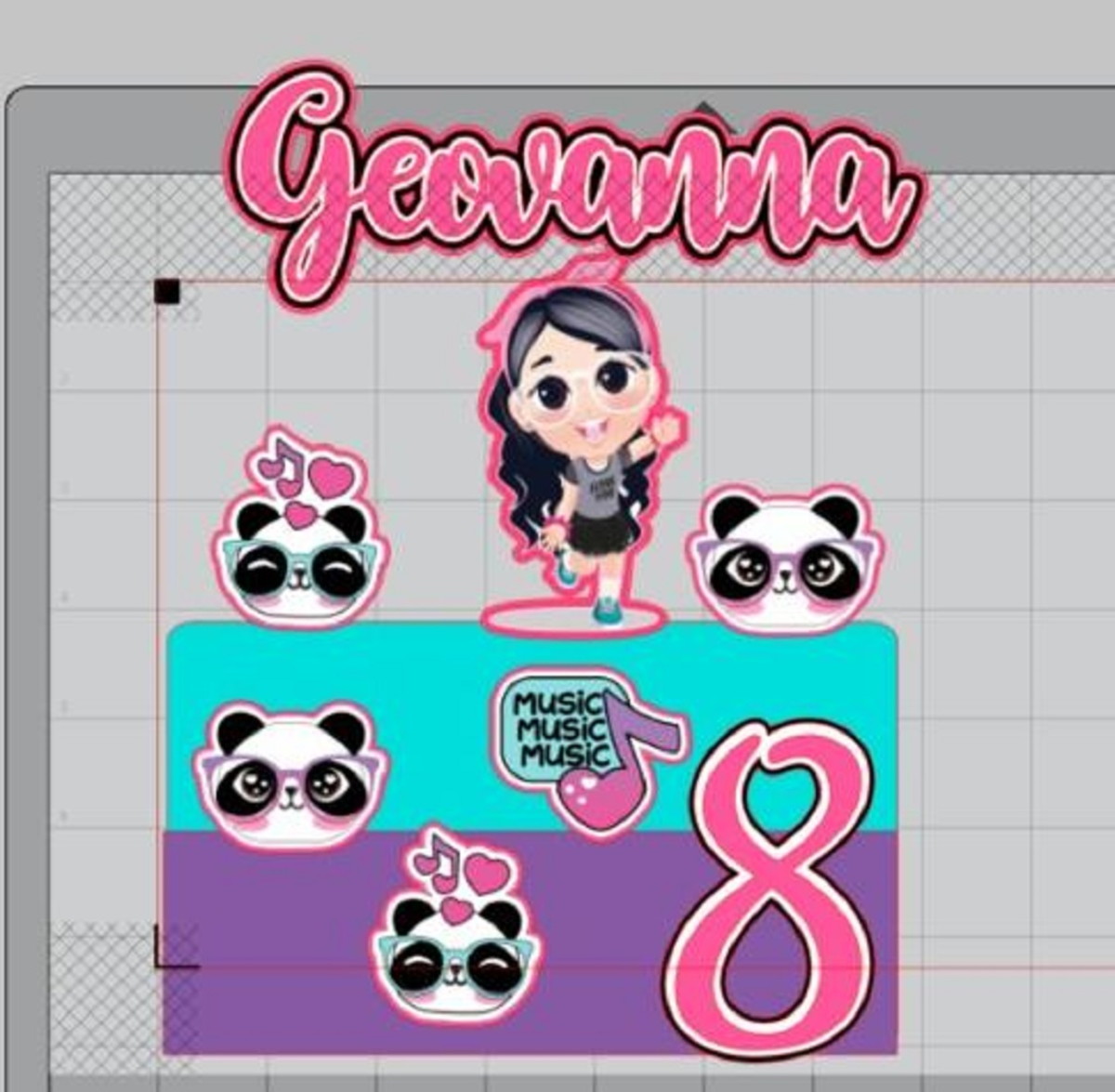 Arquivo Topo de Bolo Luluca Panda + 4 Arquivos a Sua Escolh