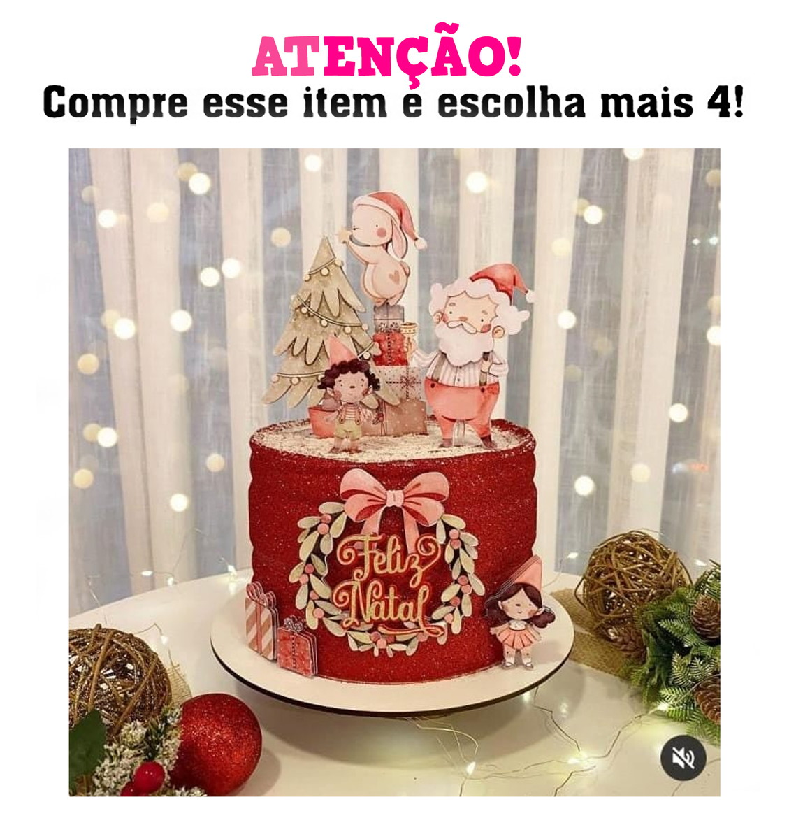 Arquivo Corte Topo de bolo Natal Aquarelado 013