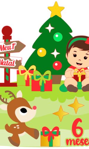 Arquivo Corte: Topo de Bolo Natal Menina Baby 088