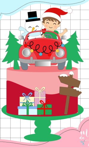 Arquivo Corte: Topo de Bolo Natal Menino do Fusca 159