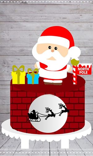 Arquivo Corte: Topo de Bolo Natal Papai Noel Cute 071