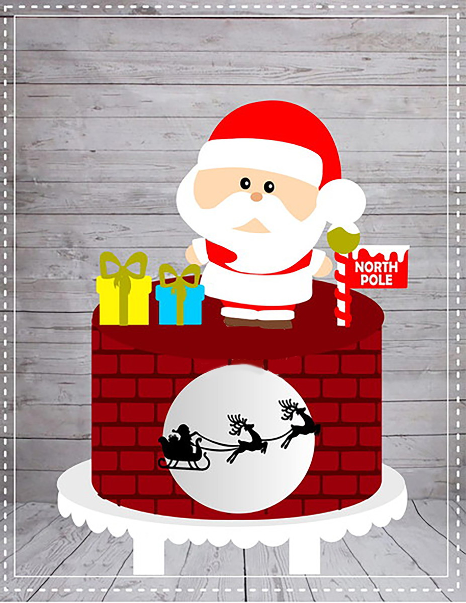 Arquivo Corte: Topo de Bolo Natal Papai Noel Cute 071