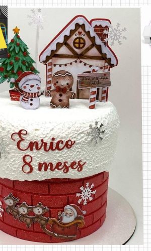 Arquivo Corte Topo de Bolo Natalino Aquarela Casa Biscoito