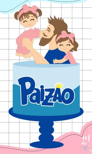 Arquivo Corte Topo de Bolo Pai e Filhas Dia Dia dos Pais 071