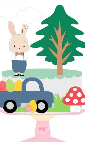 Arquivo Corte: Topo de Bolo Páscoa Menino Coelho 035