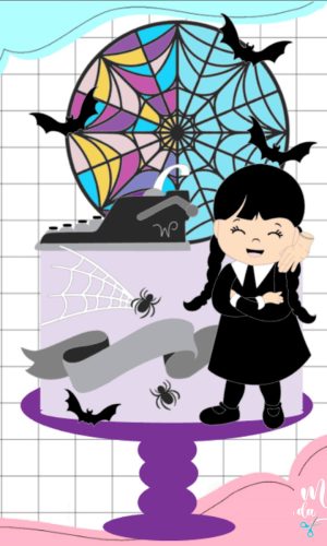 Arquivo Corte Topo de Bolo Wandinha Cute Familia Addams 022