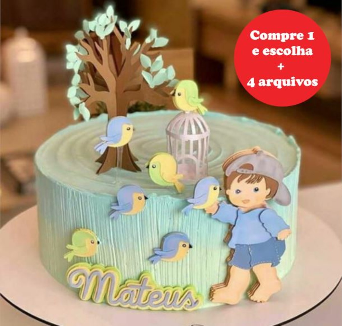 Arquivo Corte - Topo Pássaros Menino (camadas) Cod-934