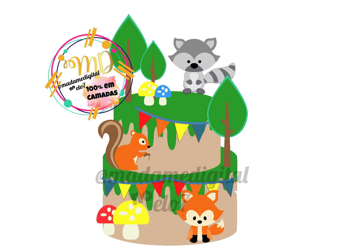 Kit com 5 arquivos de corte:01-BOSQUE TOPO(CAMADAS)