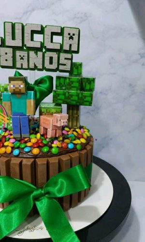 Kit com 5 arquivos de corte:02-MINECRAFT TOPO DE BOLO 3D