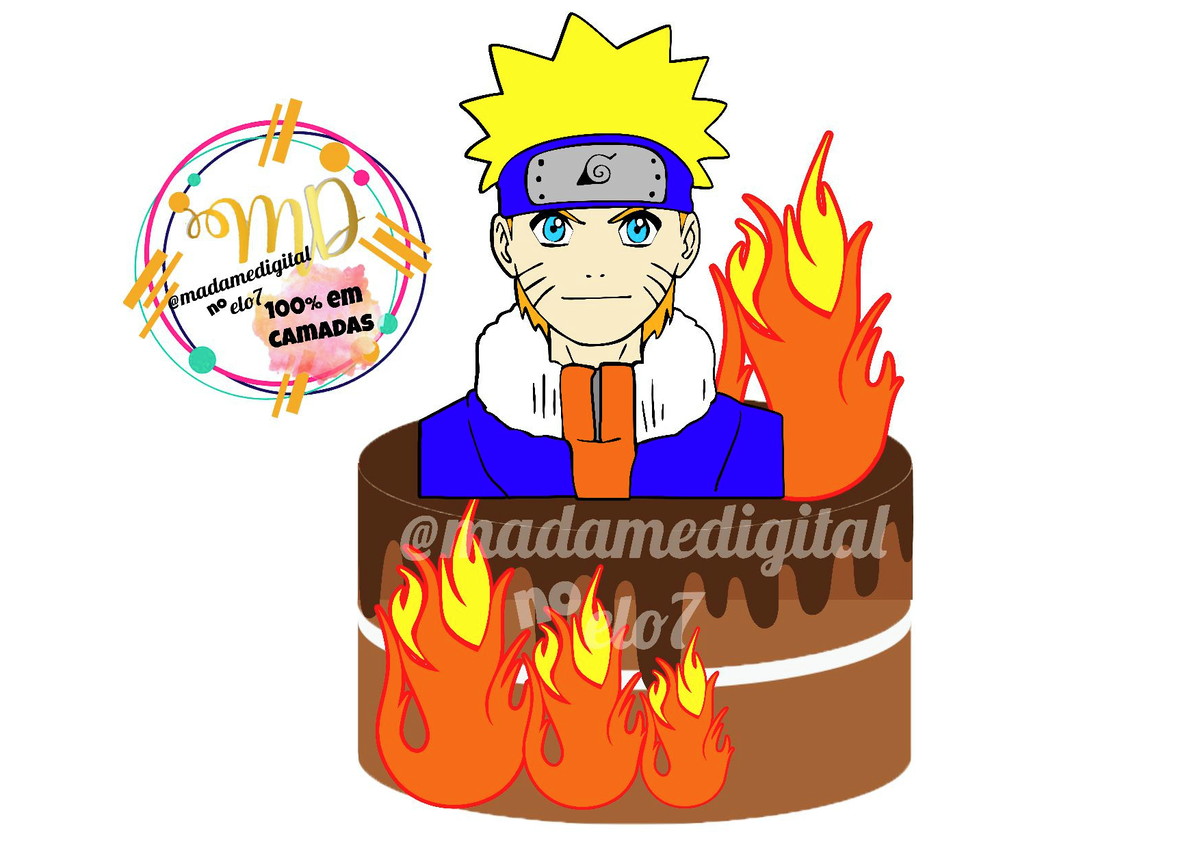 Kit com 5 arquivos de corte: 01-NARUTO TOPO DE BOLO(CAMADAS)