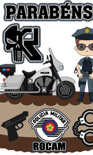 Kit com 5 arquivos de corte 01-POLICIA TOPO DE BOLO CAMADAS