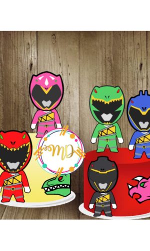 Kit com 5 arquivos de corte 01-POWER RANGERS TOPO DE BOLO CA