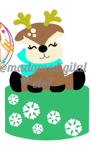 Kit com 5 arquivos de corte:01-RENA TOPO DE BOLO (camadas)
