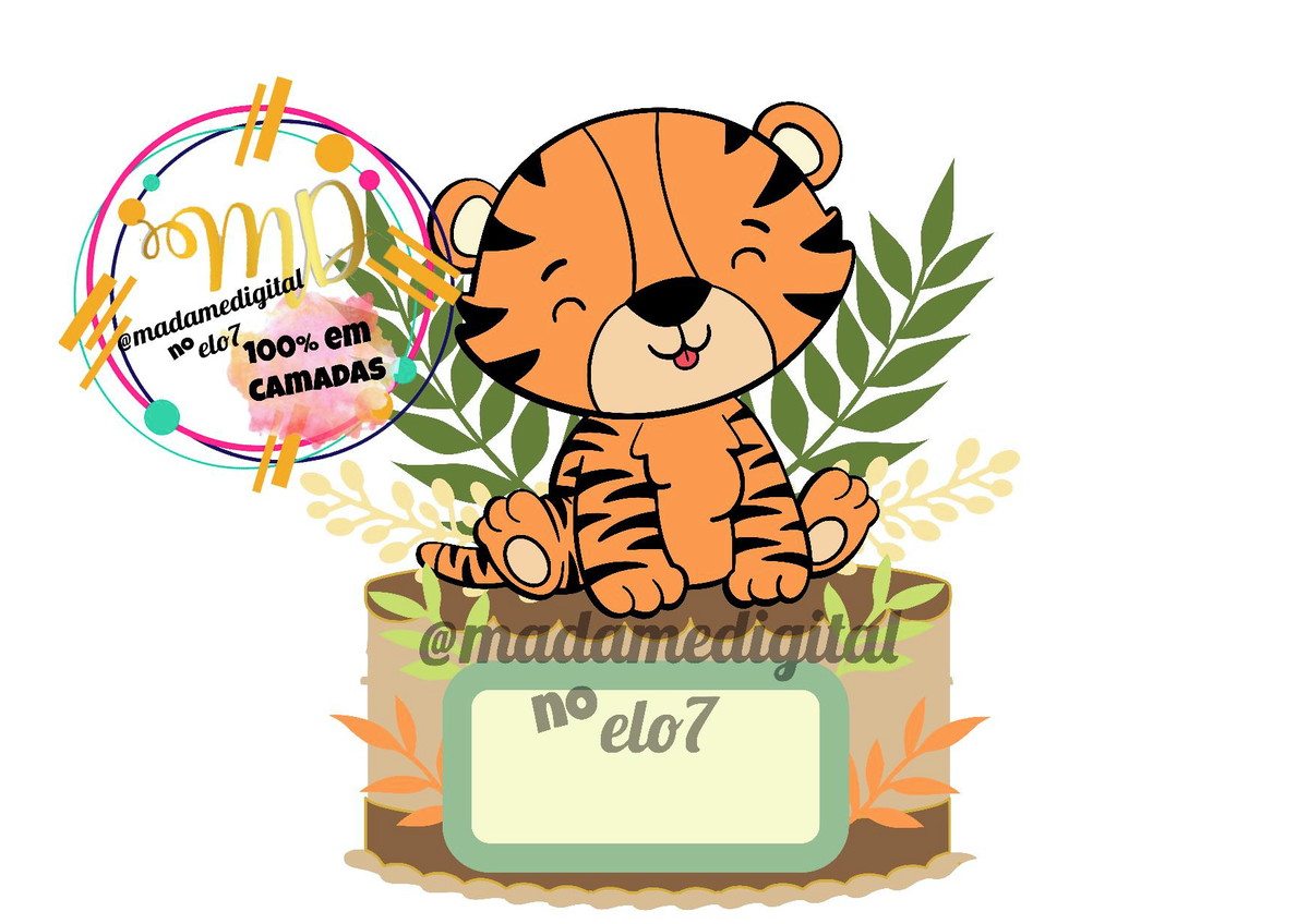 Kit com 5 arquivos de corte: 01-TIGRE TOPO (CAMADAS)