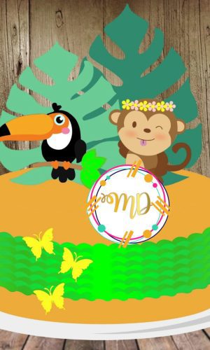 Kit com 5 arquivos de corte 01-TUCANO E MACACO TOPO DE BOLO
