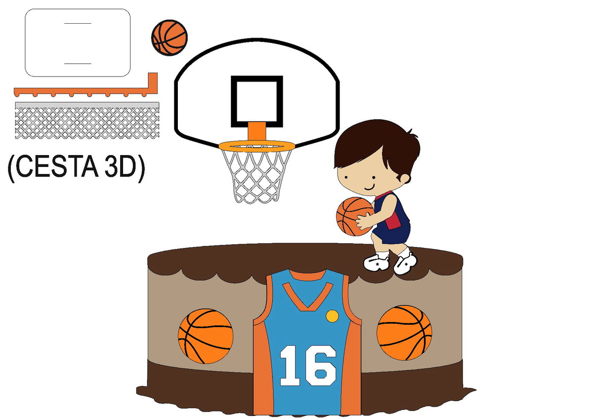 Kit com 5 arquivos de corte 02-BASQUETE TOPO EM CAMADAS