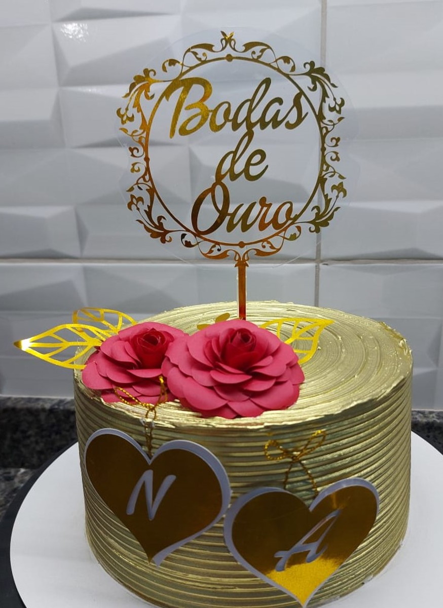 Kit com 5 arquivos de corte 02-TOPO BODAS DE OURO CAMADAS