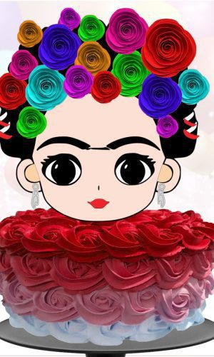 Kit com 5 arquivos de corte 03-FRIDA TOPO DE BOLO EM CAMADAS