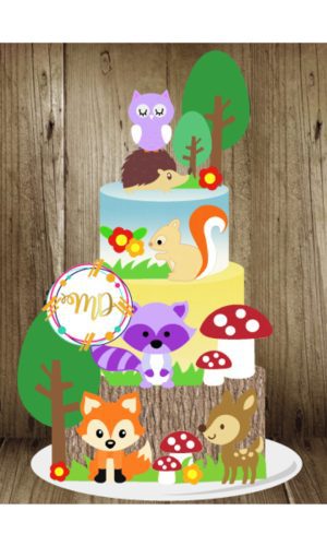 Kit com 5 arquivos de corte 04-BOSQUE TOPO DE BOLO CAMADAS