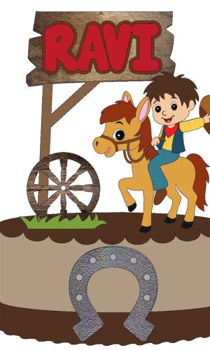 Kit com 5 arquivos de corte 04-COWBOY TOPO DE BOLO CAMADAS