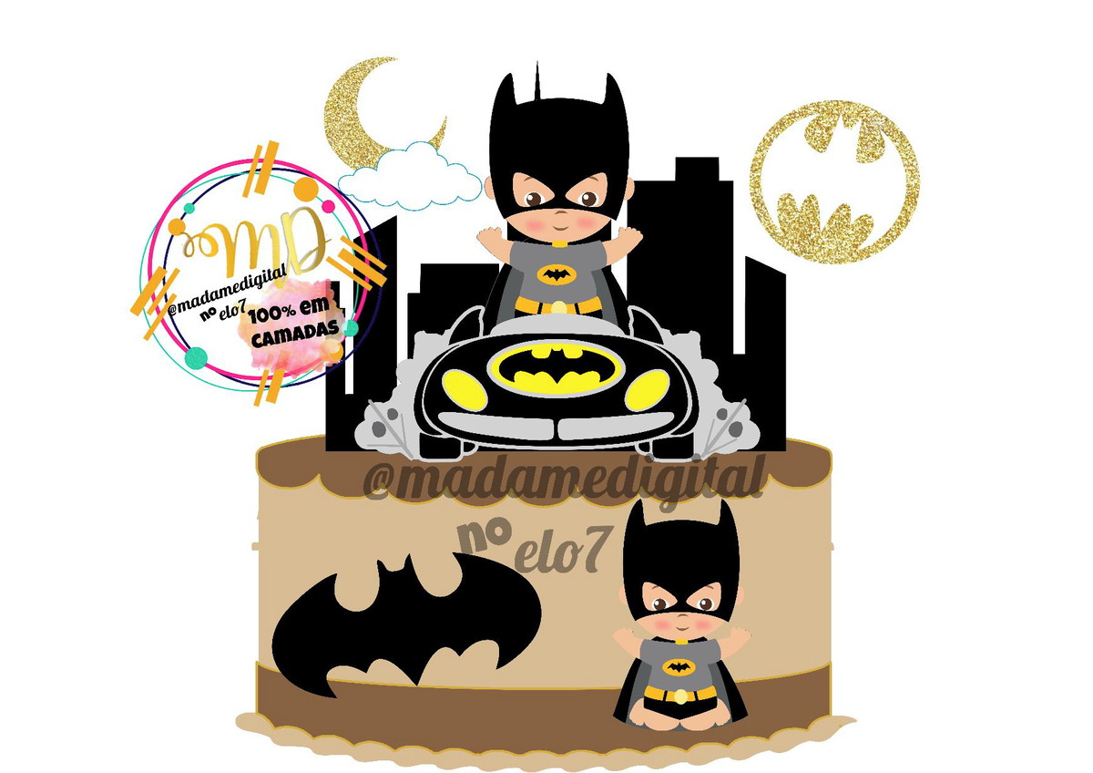 Kit com 5 arquivos de corte: 05-BATMAN TOPO (CAMADAS)