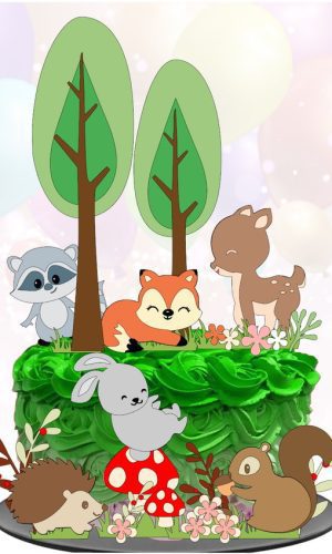 Kit com 5 arquivos de corte 05-BOSQUE TOPO DE BOLO (CAMADAS)