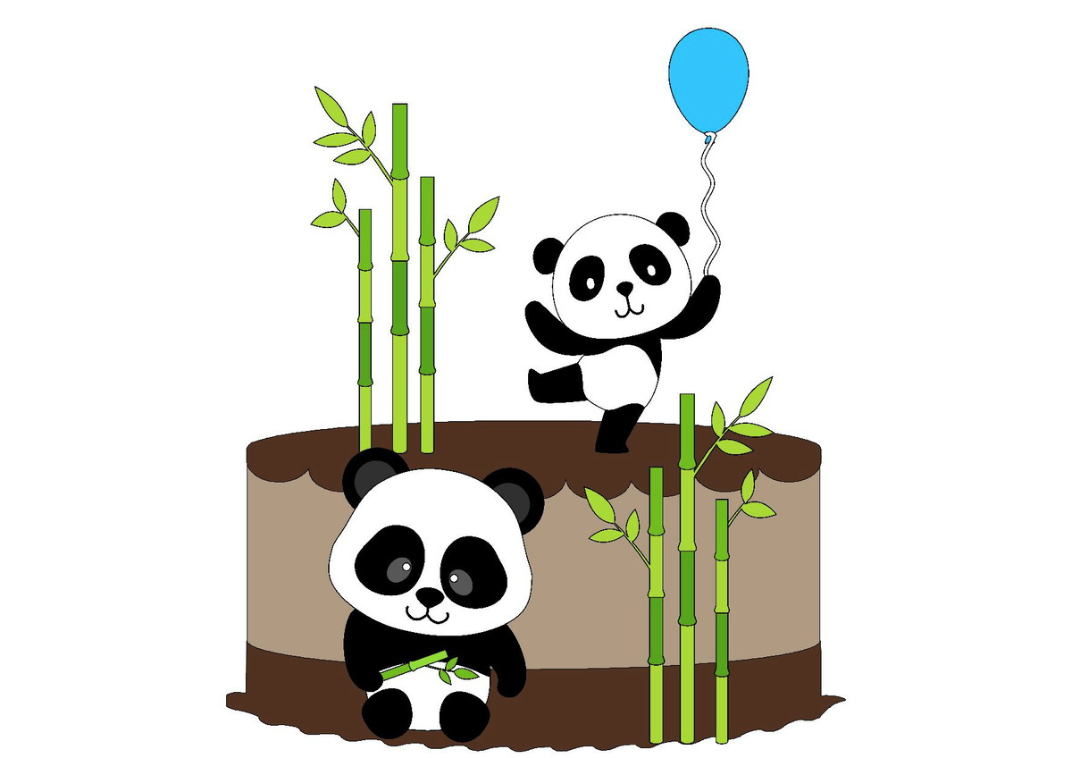 Kit com 5 arquivos de corte 08-PANDA TOPO DE BOLO EM CAMADAS