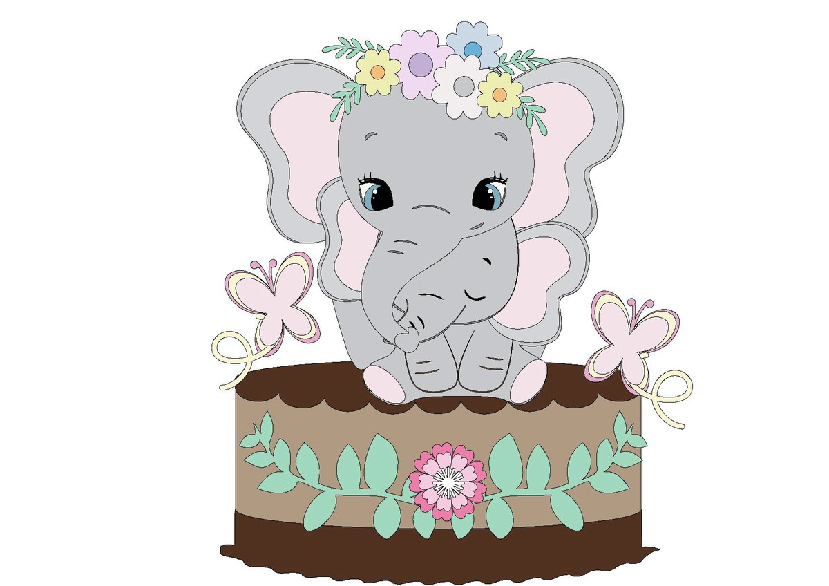 Kit com 5 arquivos de corte 09-ELEFANTE TOPO EM CAMADAS