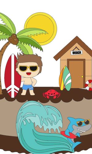 Kit com 5 arquivos de corte 12-PRAIA TOPO DE BOLO (CAMADAS)