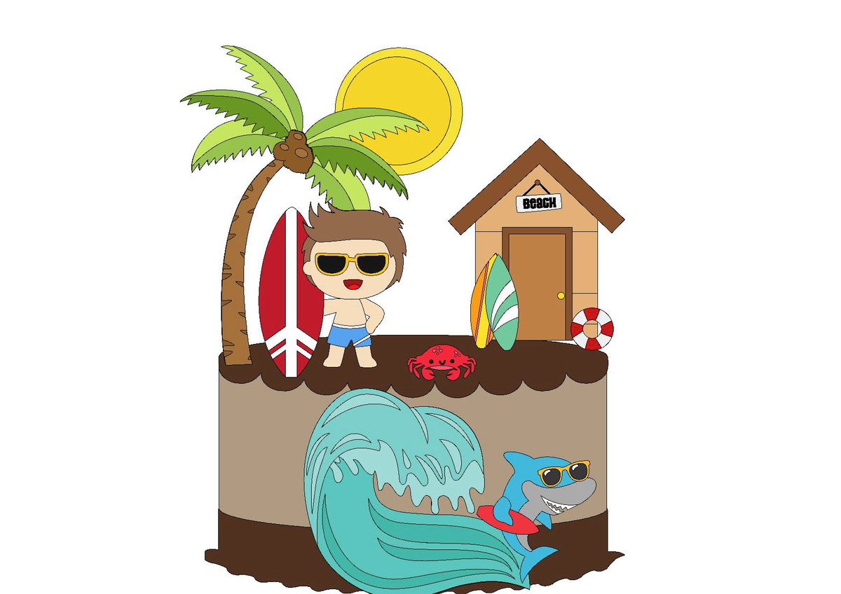 Kit com 5 arquivos de corte 12-PRAIA TOPO DE BOLO (CAMADAS)