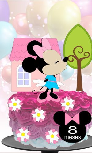 Kit com 5 arquivos de corte 13-MINNIE TOPO DE BOLO EM CAMADA