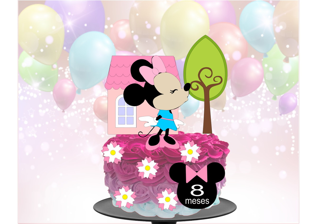 Kit com 5 arquivos de corte 13-MINNIE TOPO DE BOLO EM CAMADA