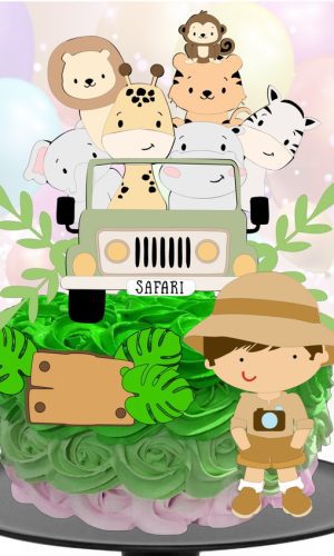 Kit com 5 arquivos de corte 15-SAFARI TOPO DE BOLO CAMADAS