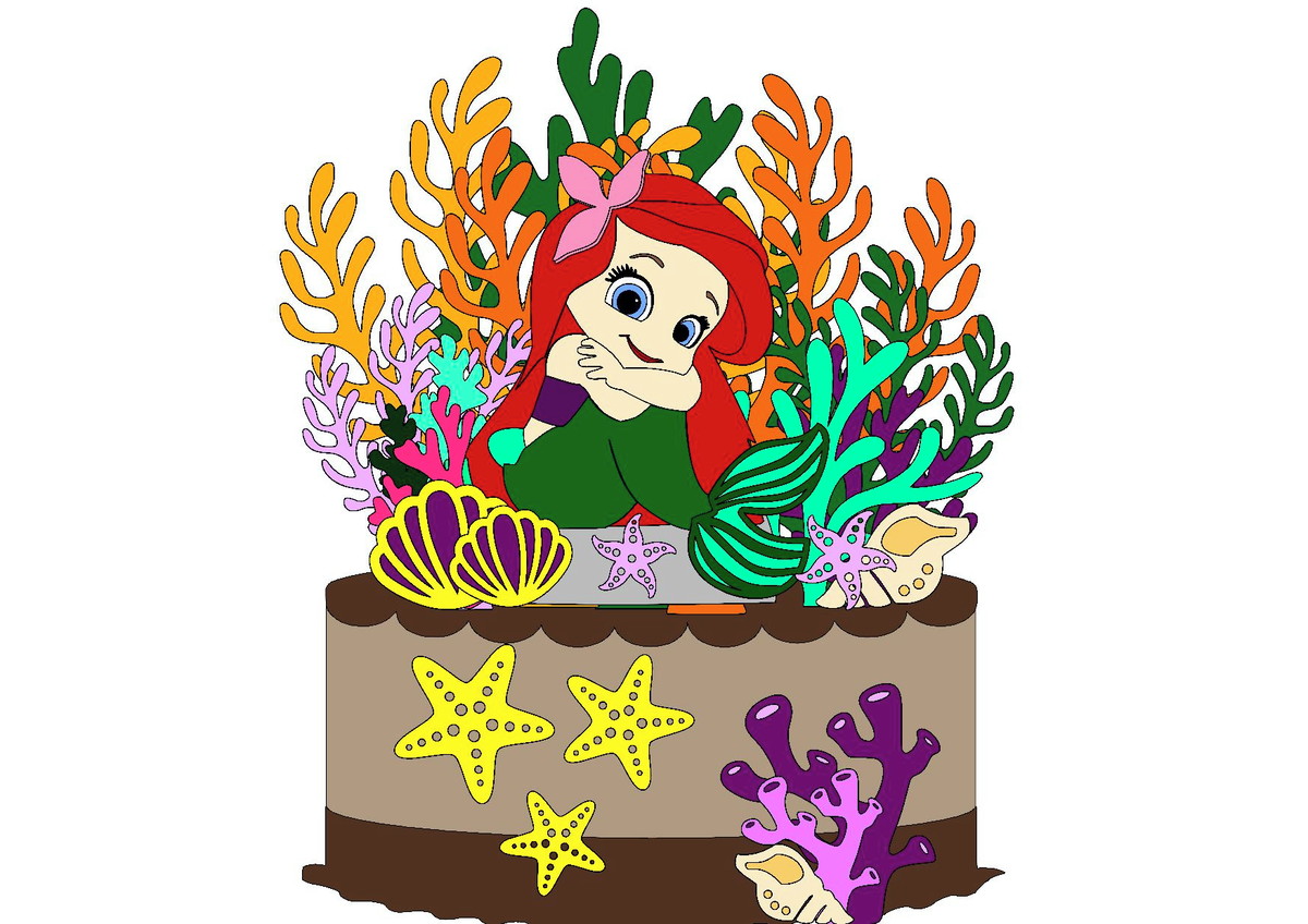 Kit com 5 arquivos de corte 16-SEREIA TOPO DE BOLO CAMADAS