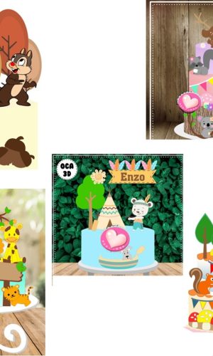 ARQUIVO DE CORTE 5 TOPO DE BOLO ANIMAIS DA FLORESTA/ BOSQUE