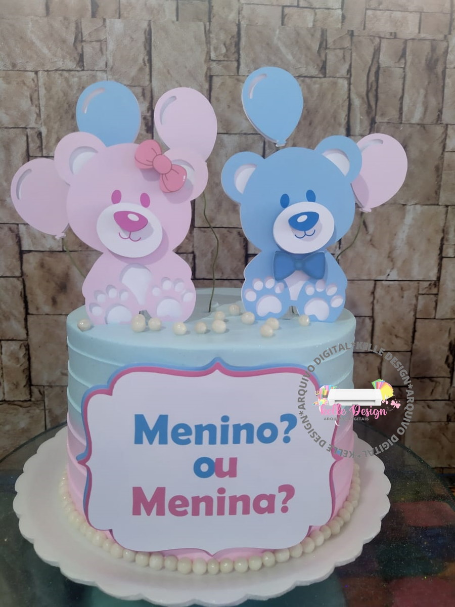 Arquivo de Corte Chá Revelação Urso em Camadas