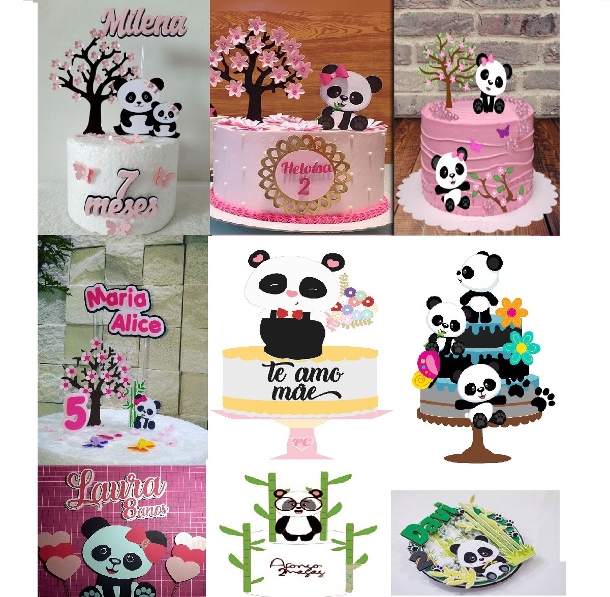 Arquivo de Corte Combo 19 Topos de Bolo Panda (compre 1 Lv+9 - Imagem 2