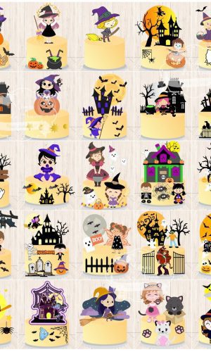 Arquivo de Corte Combo Topo Halloween em Camadas (25 Topos)