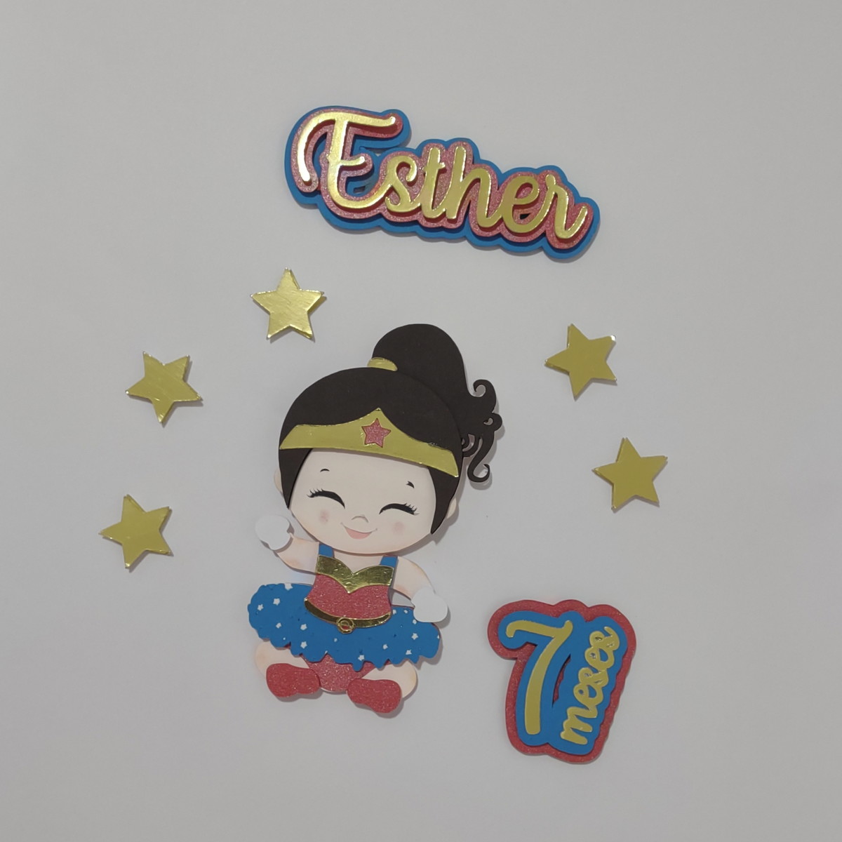 Arquivo de corte em camadas topo bolo mulher maravilha cute - Imagem 2