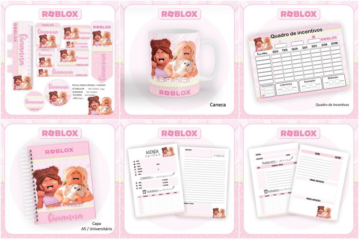 Arquivo de Corte Etiqueta Roblox Menina pdf Png