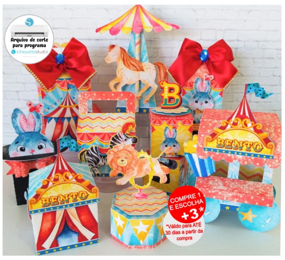 Arquivo de Corte Kit Papelaria Circo Aquarelado - Imagem 5