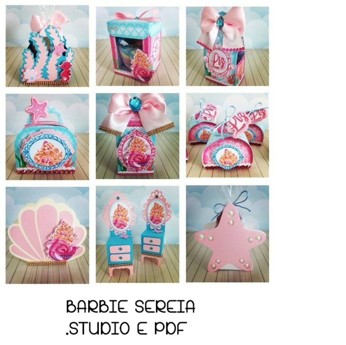 Arquivo de Corte Lembrancinhas Festa Barbie Sereias