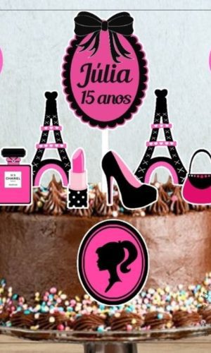 Arquivo de Corte p/ Silhouete Topo de Bolo Barbie Paris